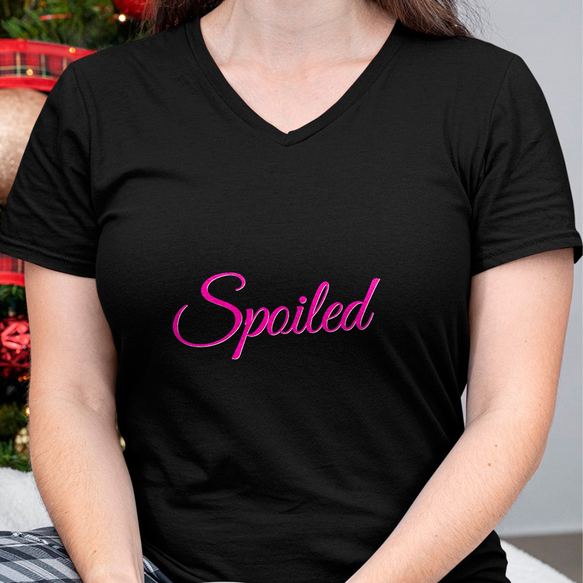 Best Wife Shirt, Wife and Husband Unisex T-Shirt/Hoodie/Sweatshirt HLT00 - Womens Spoiled - Pink Lettering T-Shirt