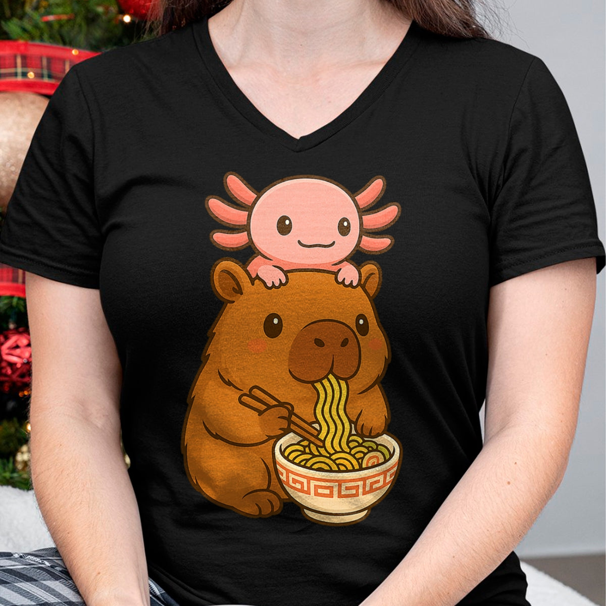 Cute Capybara Shirt, Funny Capybara UnisexT-Shirt/Hoodie/Sweatshirt HLT00 - Capybara Anime Ramen Axolotl Funny Graphic Kawaii Capibara T-Shirt