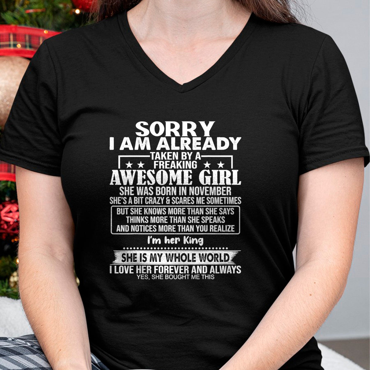 Best Wife Shirt, Wife and Husband Unisex T-Shirt/Hoodie/Sweatshirt HLT00 - Sorry I Am Already Taken By A Freaking Awesome Girl NOVEMBER T-Shirt