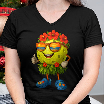 Funny Pickleball Shirt, Pickleball Lover Unisex T-Shirt/Hoodie/Sweatshirt HLT00 - Cute Hawaiian Pickleball Ball Tropical Beach Summer Vacation T-Shirt