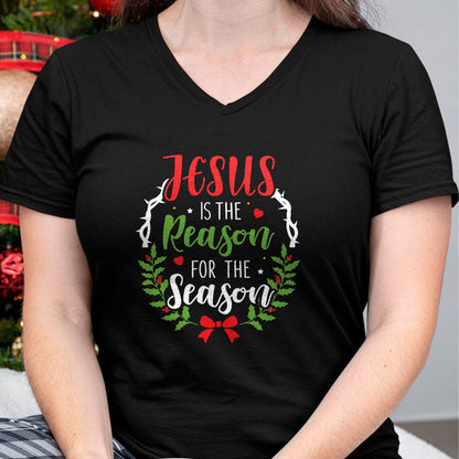 Christian Tee, Christian Faith Unisex T-Shirt/Hoodie/Sweatshirt HLT00 - Jesus is the reason for the season christian christmas Long Sleeve T-Shirt