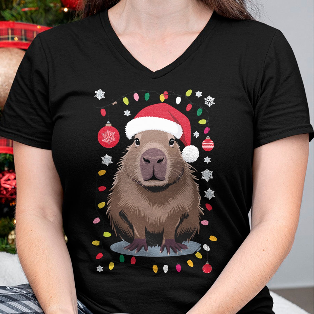 Cute Capybara Shirt, Funny Capybara UnisexT-Shirt/Hoodie/Sweatshirt HLT00 - Capybara Christmas Long Sleeve T-Shirt