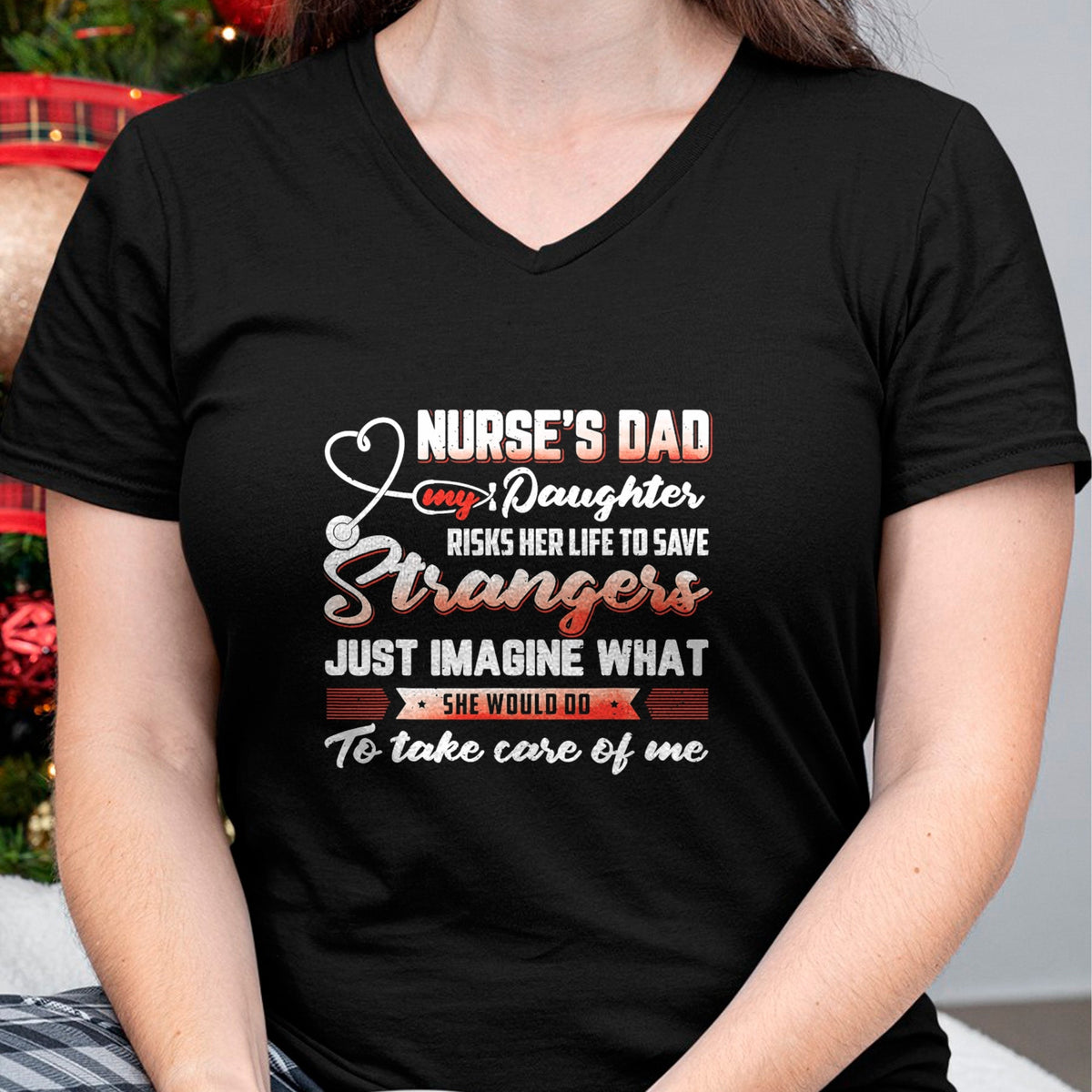Funny Nurse Shirt, Nurse Unisex T-Shirt/Hoodie/Sweatshirt HLT00 - Nurse's Dad My Daughter Risks Her Life To Save T-Shirt