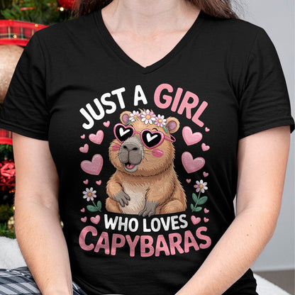 Cute Capybara Shirt, Funny Capybara Unisex T-Shirt/Hoodie/Sweatshirt HLT00 - Girls Capybara T-Shirt