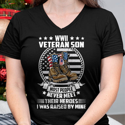 Proud Veteran Shirt, Funny Veteran UnisexT-Shirt/Hoodie/Sweatshirt HLT00 - Proud Son of WWII Veteran World War 2 Vet Flag US T-Shirt