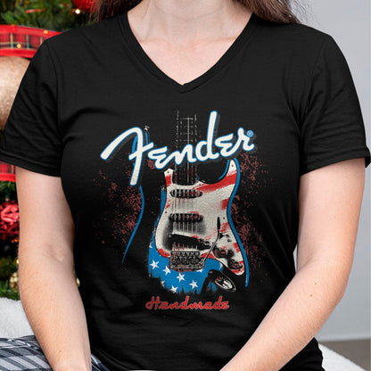 Guitar Lover Shirt, Funny Guitar UnisexT-Shirt/Hoodie/Sweatshirt HLT00 - Fender Handmade Guitars 4th of July American Flag T-Shirt