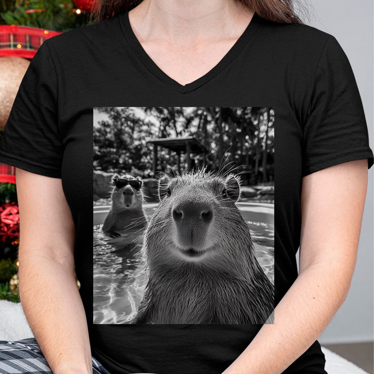 Cute Capybara Shirt, Funny Capybara Unisex T-Shirt/Hoodie/Sweatshirt HLT00 - Funny Capybara Selfie T Shirts for Men and Women Cute Animal Tees
