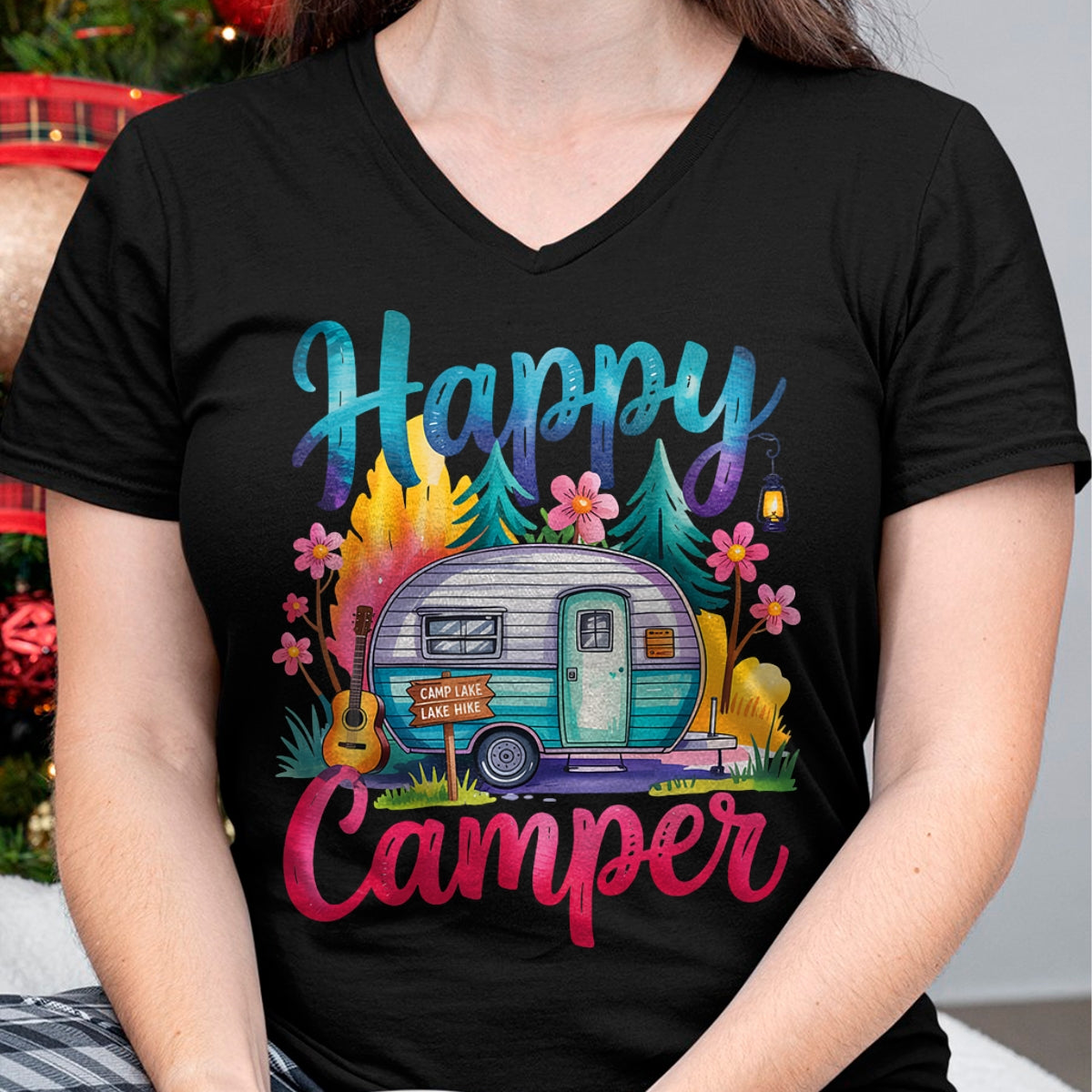 Funny Camping Shirt, Gift For Camping Lover Unisex T-Shirt/Hoodie/Sweatshirt HLT00 - Funny Happy Camper Camping Apparel Trailer RV Kids Women T-Shirt