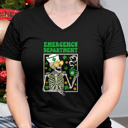 Patrick Day Shirts for Family, Funny Patrick Day shirts, st patrick's day Unisex T-Shirt/Hoodie/Sweatshirt HLT00 - Skeleton Emergency Department Coffee ER Nurse St Patrick Day T-Shirt