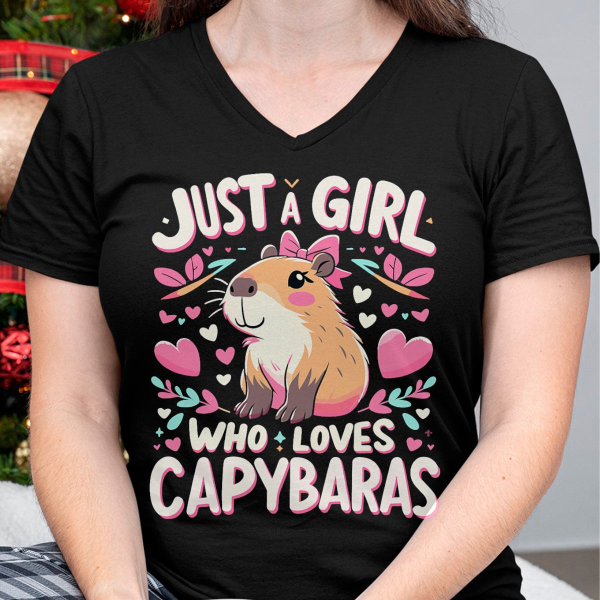 Cute Capybara Shirt, Funny Capybara Unisex T-Shirt/Hoodie/Sweatshirt HLT00 - Just a Girl who Loves Capybaras T-Shirt (5)