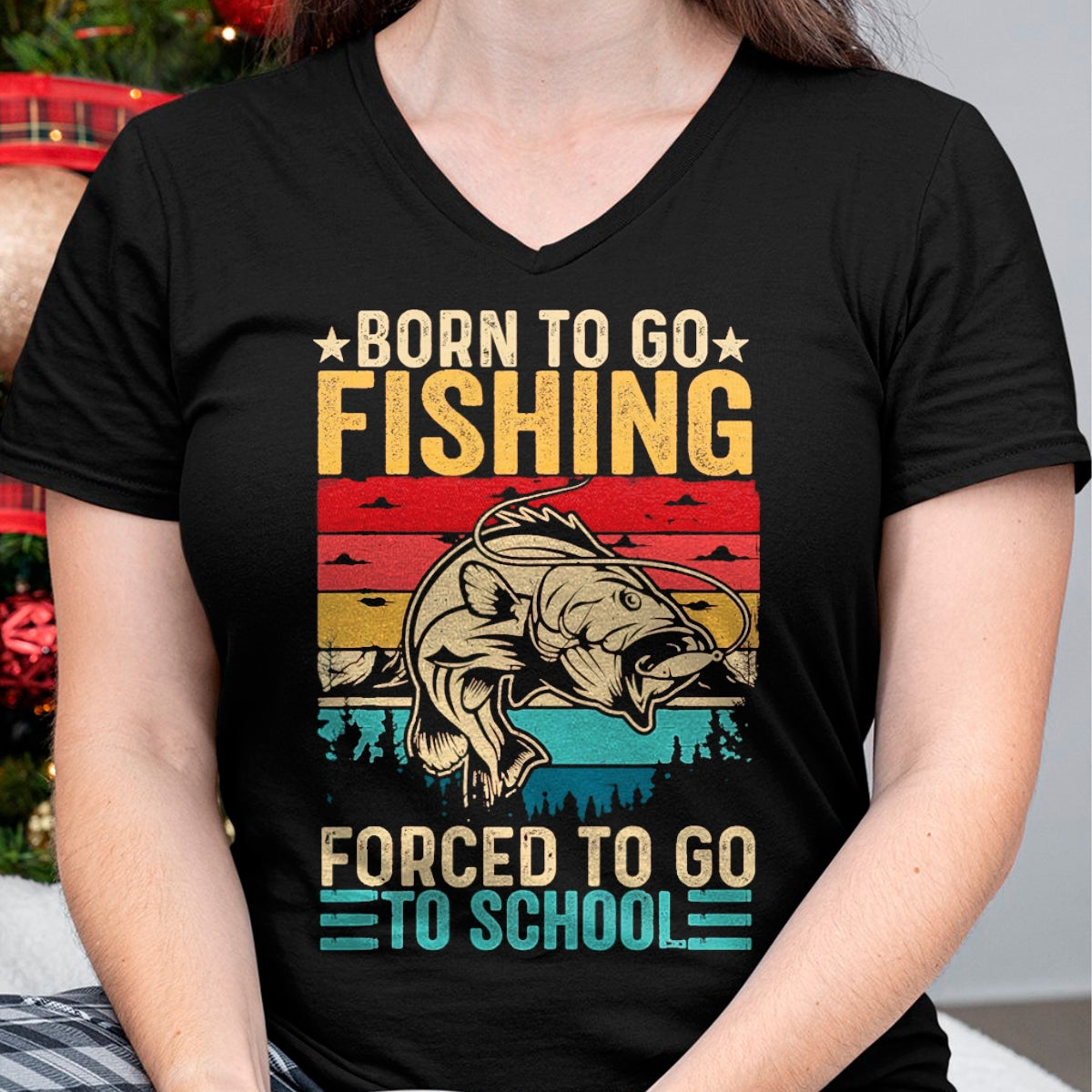 Funny Fishing Shirt, Gift For Fishing Lover Unisex T-Shirt/Hoodie/Sweatshirt HLT00 - Born to Go Fishing Forced School Funny Men Women Kids Boys T-Shirt, Men, Black, 3X-Large