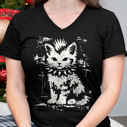 Cat Love Shirt, Funny Cat Lover Gift UnisexT-Shirt/Hoodie/Sweatshirt HLT00 - Punk Cat Grunge Rebel Cat Alternative Style T-Shirt, Women, Black, X-Large