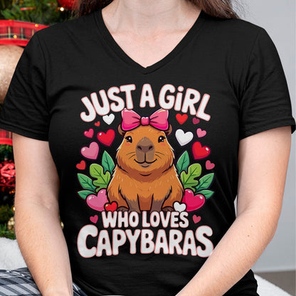 Cute Capybara Shirt, Funny Capybara Unisex T-Shirt/Hoodie/Sweatshirt HLT00 - Capybara Cute Just a Girl who Loves Capybaras T-Shirt (1)