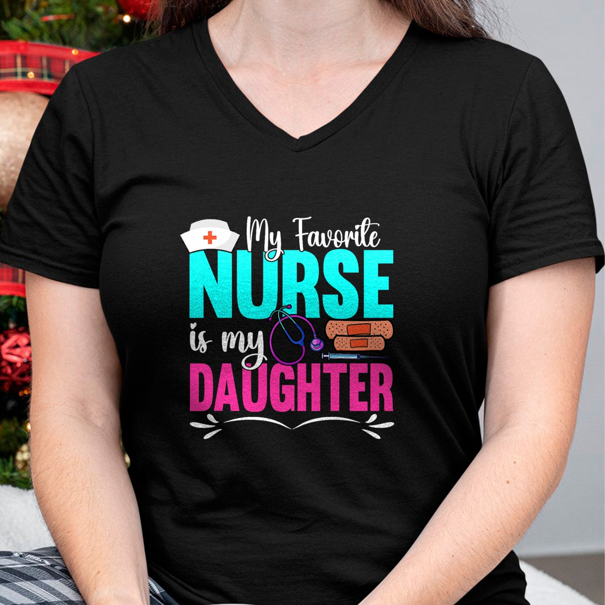 Funny Nurse Shirt, Nurse Unisex T-Shirt/Hoodie/Sweatshirt HLT00 - My Favorite Nurse Is My Daughter Medical Professional Nurses T-Shirt