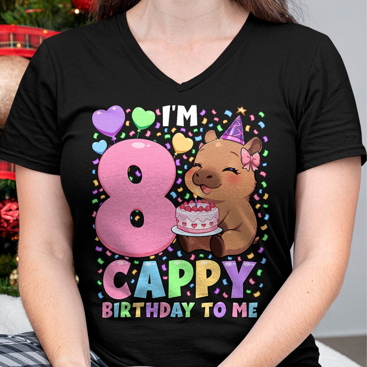Cute Capybara Shirt, Funny Capybara UnisexT-Shirt/Hoodie/Sweatshirt HLT00 - Capybara Birthday Shirt 8 Kawaii Girl Capybara 8th Birthday T-Shirt