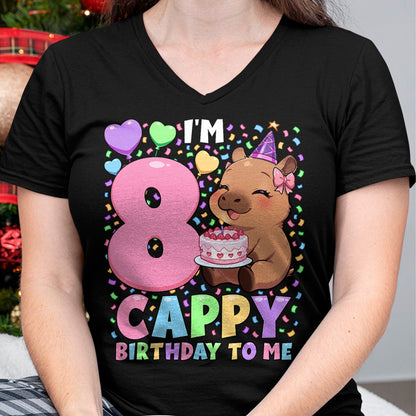 Cute Capybara Shirt, Funny Capybara UnisexT-Shirt/Hoodie/Sweatshirt HLT00 - Capybara Birthday Shirt 8 Kawaii Girl Capybara 8th Birthday T-Shirt