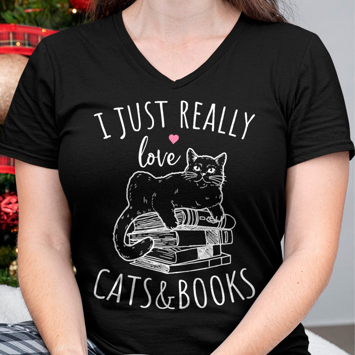 Cat Love Shirt, Funny Cat Lover Gift UnisexT-Shirt/Hoodie/Sweatshirt HLT00 - I Just Really Love Reading Books And Cats Funny Cat And book T-Shirt (1)