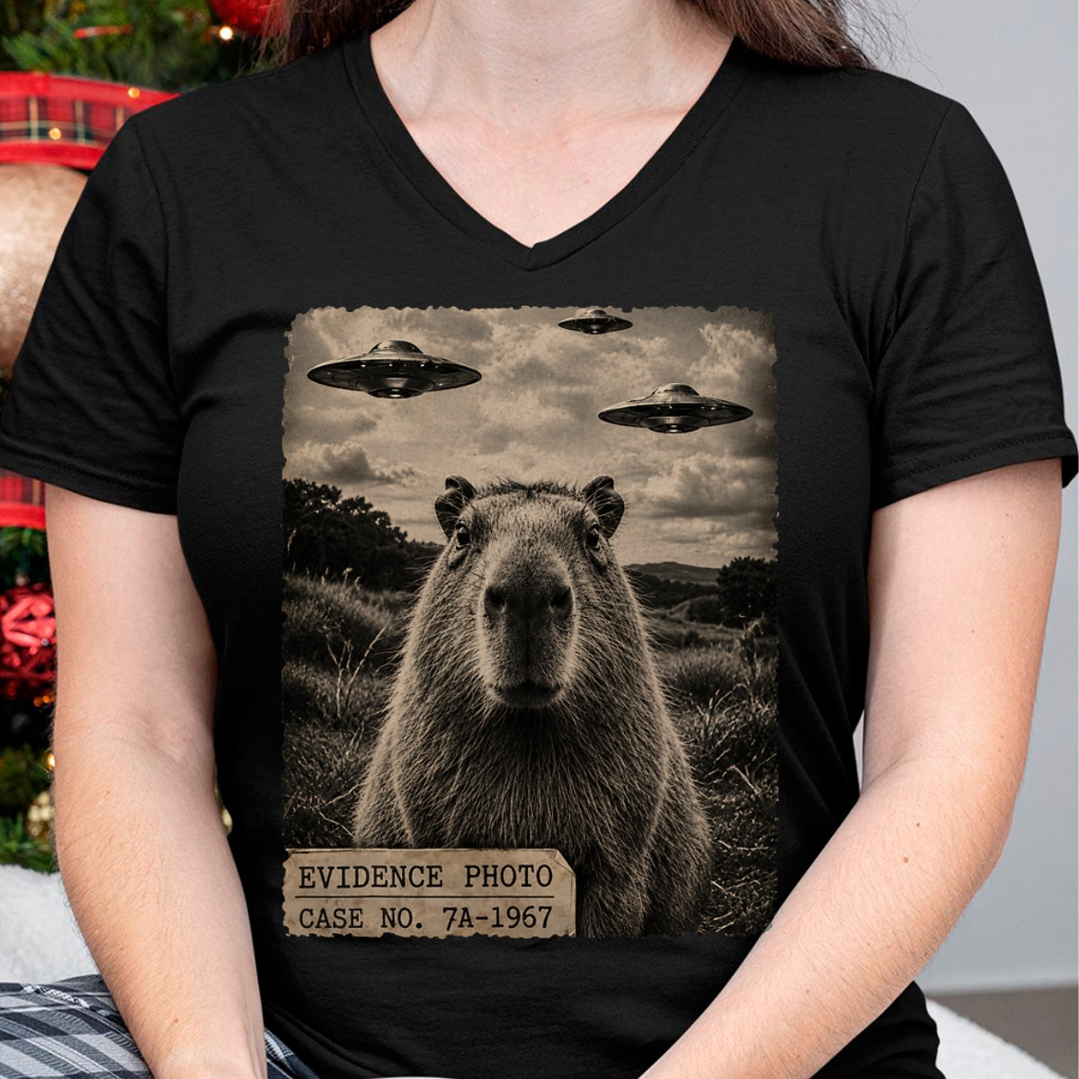 Cute Capybara Shirt, Funny Capybara Unisex T-Shirt/Hoodie/Sweatshirt HLT00 - Funny Capybara Graphic Tee Alien UFO Evidence Photo Vintage T-Shirt