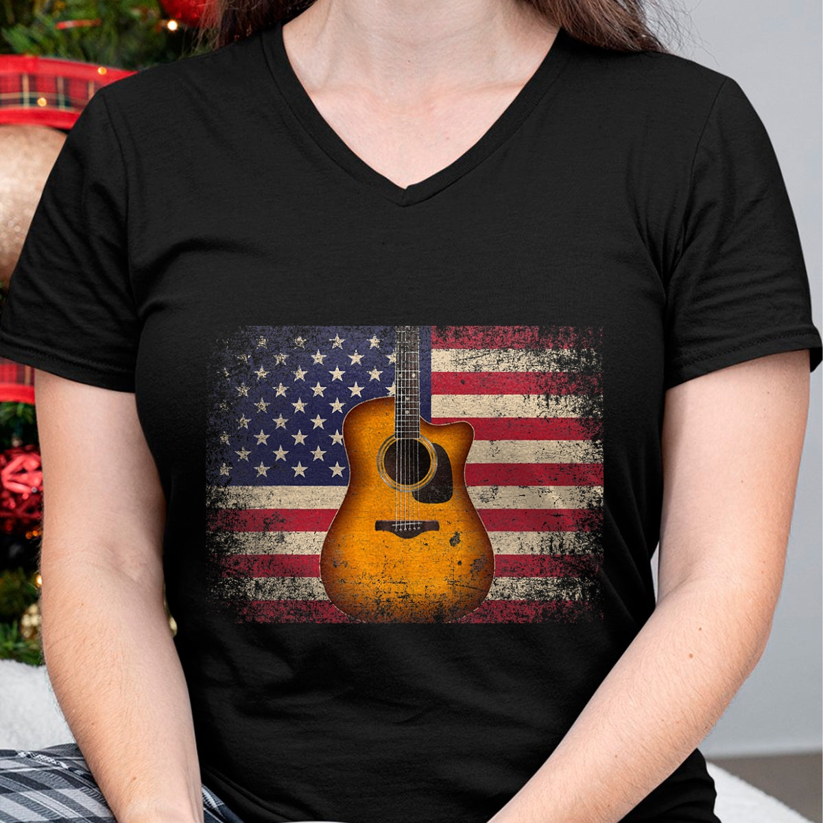 Guitar Lover Shirt, Funny Guitar UnisexT-Shirt/Hoodie/Sweatshirt HLT00 - Guitar 4th of July Gift American Flag USA - Country Music T-Shirt Small