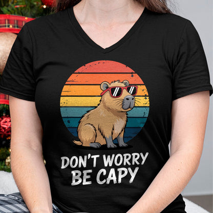 Cute Capybara Shirt, Funny Capybara Unisex T-Shirt/Hoodie/Sweatshirt HLT00 - Don_t Worry Be Capy Relaxed Capybara Lovers Summer Vibes T-Shirt
