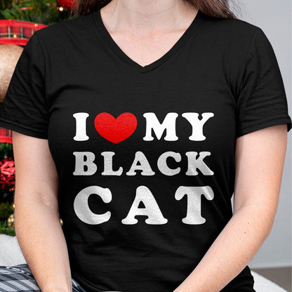 Cat Love Shirt, Funny Cat Lover Gift UnisexT-Shirt/Hoodie/Sweatshirt HLT00 - I Love My Black Cat, I Heart My Black Cat T-Shirt
