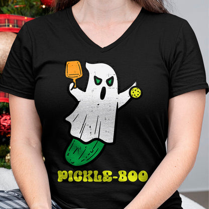Funny Pickleball Shirt, Pickleball Lover Unisex T-Shirt/Hoodie/Sweatshirt HLT00 - Halloween Pickleball Pickle Boo Ghost Costume Men Women Kids T-Shirt