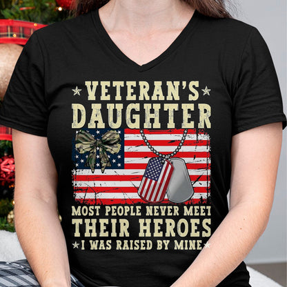 Proud Veteran Shirt, Funny Veteran UnisexT-Shirt/Hoodie/Sweatshirt HLT00 - Veteran_s Daughter Most People Never Meet Their Heroes USA T-Shirt, Men, Black, 3X-Large