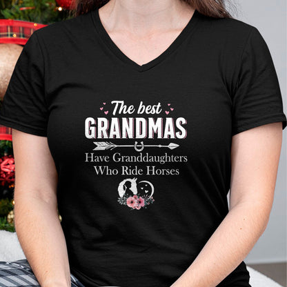 Best Grandma Shirt, Proud Grandma Unisex T-Shirt/Hoodie/Sweatshirt HLT00 - Womens The Best Grandmas Who Have Granddaughters Ride Horse T-Shirt