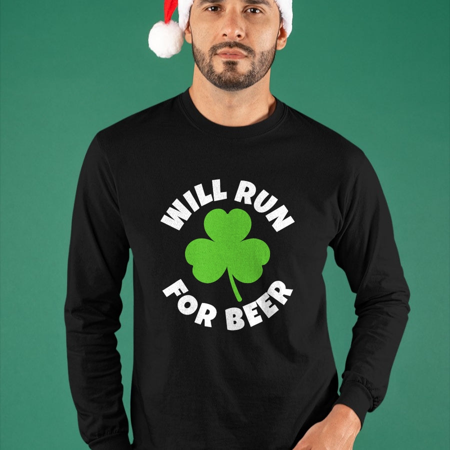 Patrick Day Shirts for Family, Funny Patrick Day shirts, st patrick's day Unisex T-Shirt/Hoodie/Sweatshirt HLT00 - Will Run For Beer Funny St. Patrick Day Irish Running Runner T-Shirt