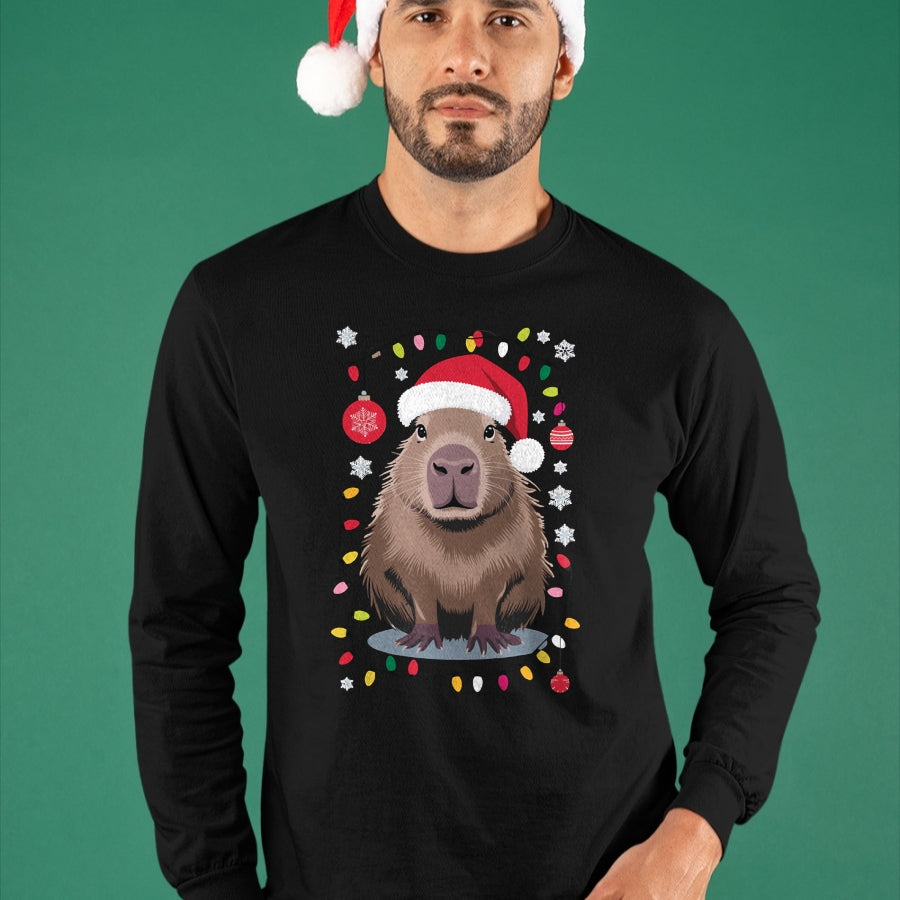 Cute Capybara Shirt, Funny Capybara UnisexT-Shirt/Hoodie/Sweatshirt HLT00 - Capybara Christmas Long Sleeve T-Shirt