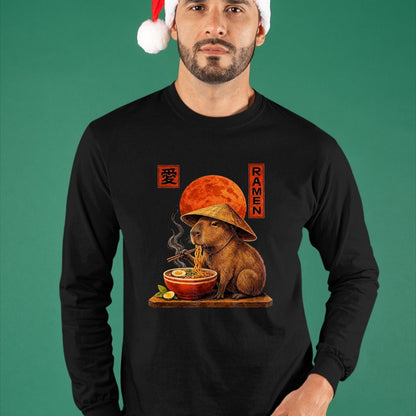 Cute Capybara Shirt, Funny Capybara Unisex T-Shirt/Hoodie/Sweatshirt HLT00 - Capybara Ramen Japanese Art Funny Anime Graphic Tee Kawaii T-Shirt, Men, Black, 3X-Large