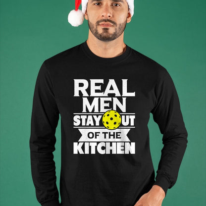 Funny Pickleball Shirt, Pickleball Lover Unisex T-Shirt/Hoodie/Sweatshirt HLT00 - Real Men Stay Out of The Kitchen Funny Pickleball Paddleball T-Shirt