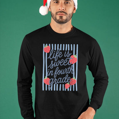 Best Student Shirt, Funny Back To School UnisexT-Shirt/Hoodie/Sweatshirt HLT00 - Striped Fourth Grade Strawberries Teacher Back to School T-Shirt