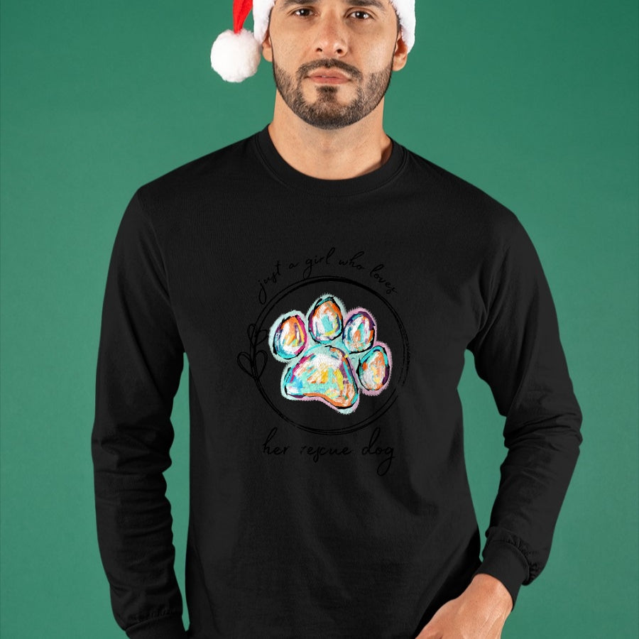 Dog Love Shirt, Dog Lover Gift T-Shirt/Hoodie/Sweatshirt HLT00 - Just a girl who loves her rescue dog T-Shirt
