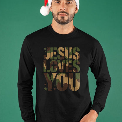Best Thanksgiving Family Shirt , Funny Thanksgiving UnisexT-Shirt/Hoodie/Sweatshirt HLT00 - Camo Jesus Loves You Camouflage Christian Saying Religious T-Shirt