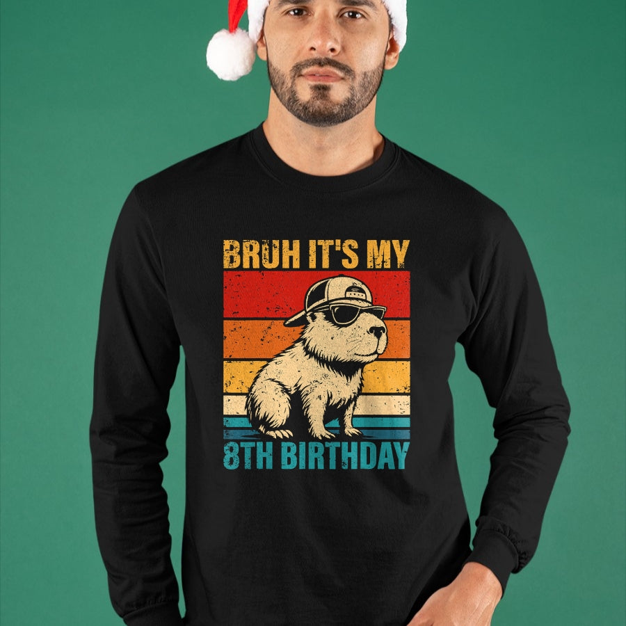 Cute Capybara Shirt, Funny Capybara UnisexT-Shirt/Hoodie/Sweatshirt HLT00 - 8 Year Old Birthday Boy Capybara Bruh It_s My 8th Birthday T-Shirt