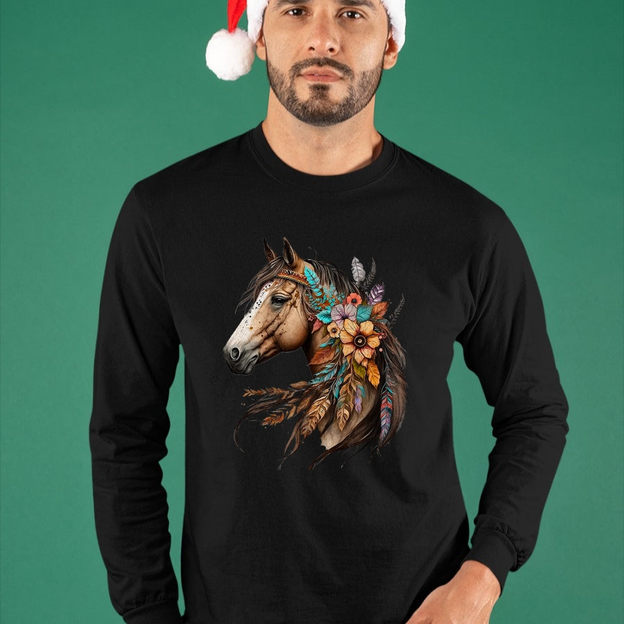 Best Horse Lover Shirt , Funny Horse UnisexT-Shirt/Hoodie/Sweatshirt HLT00 - Floral Wild Horse Country Horse Riding T-Shirt