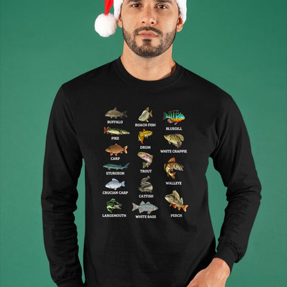 Funny Fishing Shirt, Gift For Fishing Lover Unisex T-Shirt/Hoodie/Sweatshirt HLT00 - Types of Freshwater Fish Species Fishing Fisherman Anglers T-Shirt