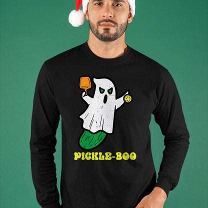 Funny Pickleball Shirt, Pickleball Lover Unisex T-Shirt/Hoodie/Sweatshirt HLT00 - Halloween Pickleball Pickle Boo Ghost Costume Men Women Kids T-Shirt
