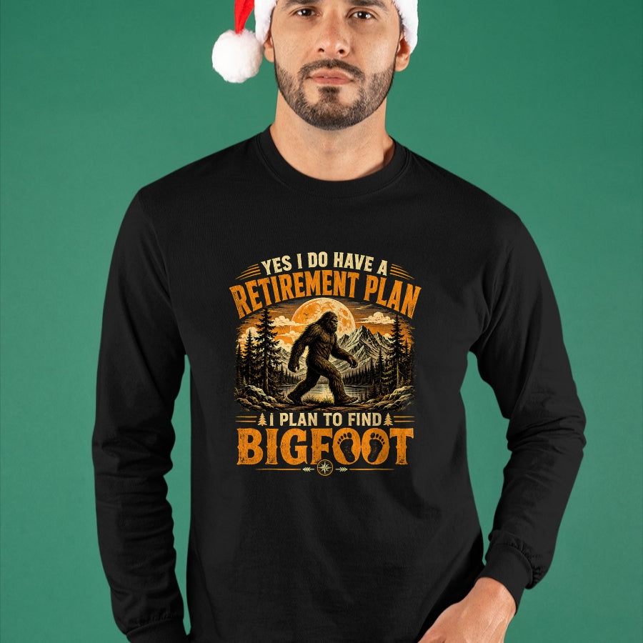 Funny Camping Shirt, Gift For Camping Lover Unisex T-Shirt/Hoodie/Sweatshirt HLT00 - Vintage Bigfoot Mountain Explorer Retirement Plan Merch T-Shirt