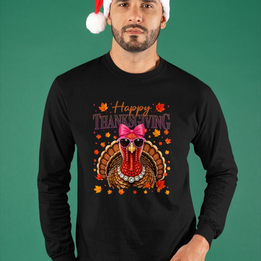 Best Thanksgiving Family Shirt , Funny Thanksgiving UnisexT-Shirt/Hoodie/Sweatshirt HLT00 - Happy Thanksgiving Turkey Coquette Thankful Fall Women Girl T-Shirt