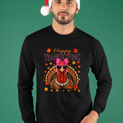 Best Thanksgiving Family Shirt , Funny Thanksgiving UnisexT-Shirt/Hoodie/Sweatshirt HLT00 - Happy Thanksgiving Turkey Coquette Thankful Fall Women Girl T-Shirt