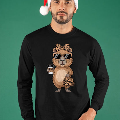 Cute Capybara Shirt, Funny Capybara Unisex T-Shirt/Hoodie/Sweatshirt HLT00 - Fashion Funny Leopard Capybara Coffee Cute Women Girls T-Shirt