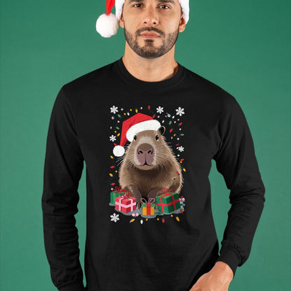Cute Capybara Shirt, Funny Capybara Unisex T-Shirt/Hoodie/Sweatshirt HLT00 - Capybara Christmas Long Sleeve T-Shirt (5)