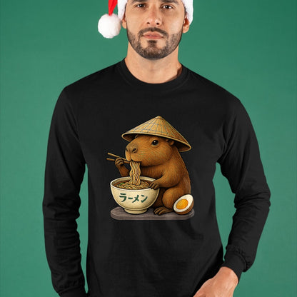 Cute Capybara Shirt, Funny Capybara Unisex T-Shirt/Hoodie/Sweatshirt HLT00 - Capybara Eating Japanese Ramen Kawaii Anime tee Funny Kids T-Shirt