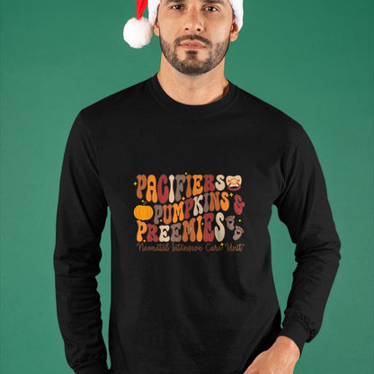 Best Thanksgiving Family Shirt , Funny Thanksgiving UnisexT-Shirt/Hoodie/Sweatshirt HLT00 - Retro Pacifiers Pumpkins Preemies Thanksgiving NICU Nurse T-Shirt