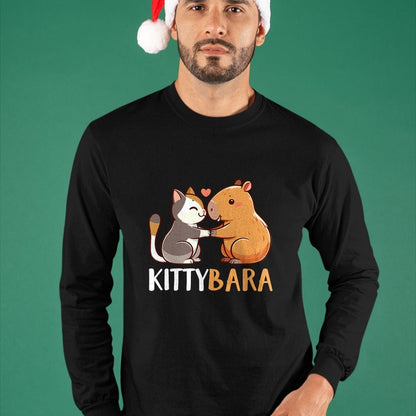 Cat Love Shirt, Funny Cat Lover Gift UnisexT-Shirt/Hoodie/Sweatshirt HLT00 - Kittybara Love Capybara Cat Costume T-Shirt, Small, Black