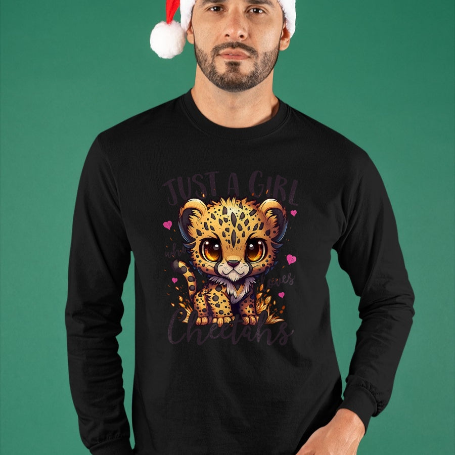 Cat Love Shirt, Funny Cat Lover Gift UnisexT-Shirt/Hoodie/Sweatshirt HLT00 - Just A Girl Who Loves Cheetahs Women Cheetah Cat Lover T-Shirt