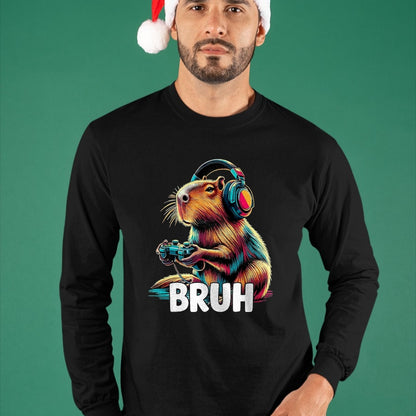 Cute Capybara Shirt, Funny Capybara UnisexT-Shirt/Hoodie/Sweatshirt HLT00 - Bruh Capybaras Funny Video Games Capybara T-Shirt, Men, Black, 3X-Large
