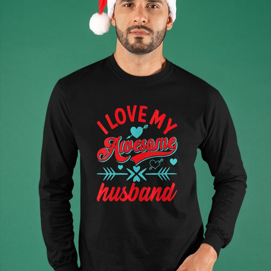 Best Wife Shirt, Wife and Husband Unisex T-Shirt/Hoodie/Sweatshirt HLT00 - Womens I Love My Awesome Husband Womens Husband Anniversary V-Neck T-Shirt